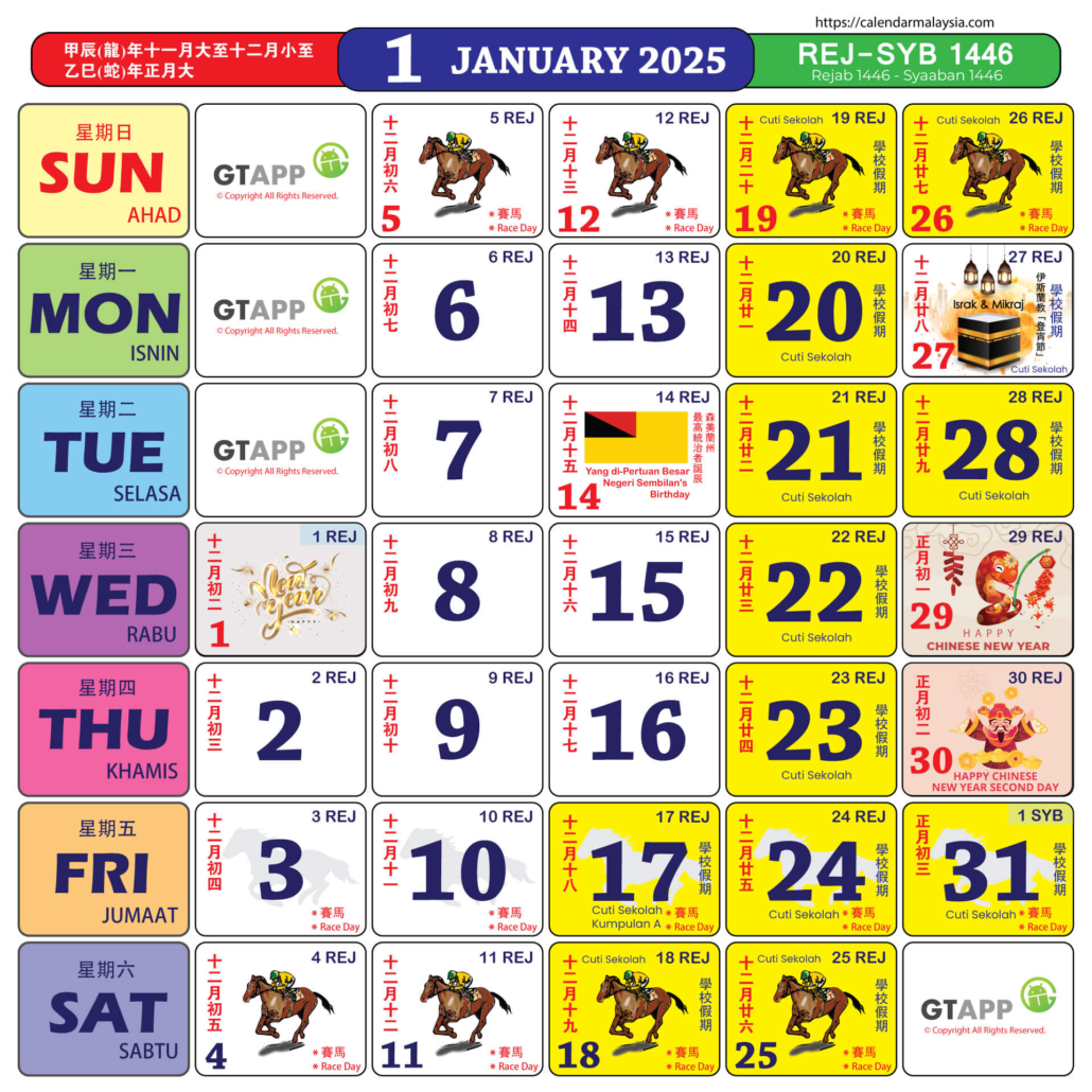 Calendar March 2025 Malaysia